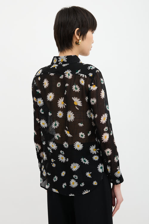 Saint Laurent Wool Sheer Floral Shirt