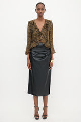 Saint Laurent Wool Sheer Printed Blouse