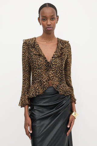 Saint Laurent Wool Sheer Printed Blouse