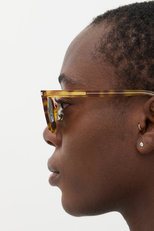 Saint Laurent Yellow & Brown Marbled SL138 Mirrored Sunglasses
