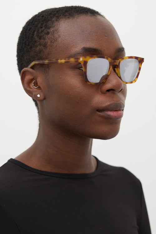 Saint Laurent Yellow & Brown Marbled SL138 Mirrored Sunglasses