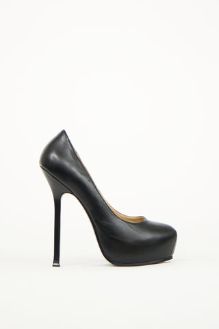 Saint Laurent Black Leather Tribtoo Platform Pump