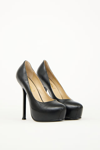 Saint Laurent Black Leather Tribtoo Platform Pump