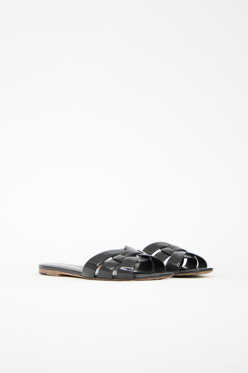 Saint Laurent Patent Leather Tribute Slide