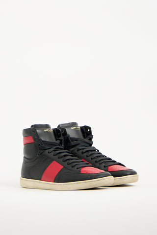 Saint Laurent Black & Red Leather SL10H Sneaker