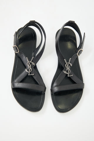 Saint Laurent Leather Cassandre Sandal