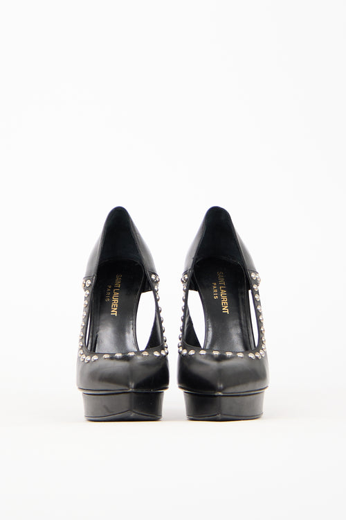 Saint Laurent Black Leather Stud Janis Pump