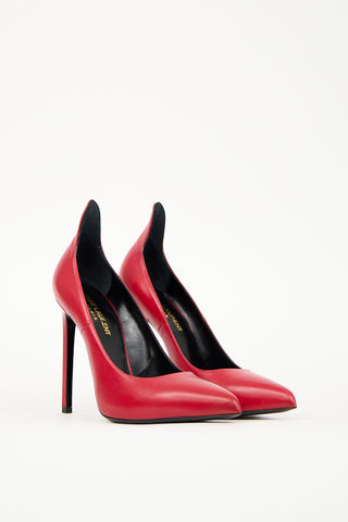 Saint Laurent Red Leather Stiletto Pump