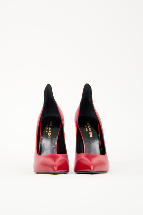 Saint Laurent Red Leather Stiletto Pump