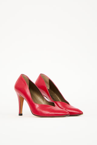 Saint Laurent 1980s Red Leather Pump