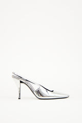 Saint Laurent Silver Patent Leather Tom Dream Heel