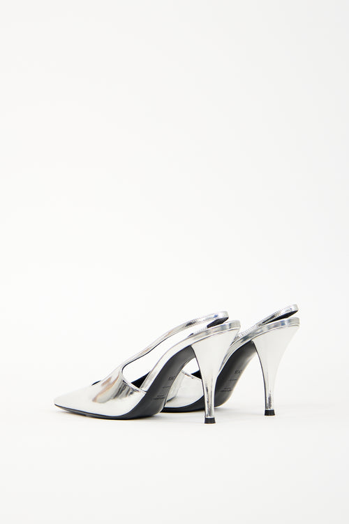 Saint Laurent Silver Patent Leather Tom Dream Heel