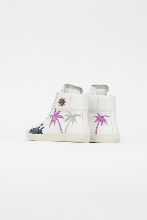 Saint Laurent White & Multi SL/06 Signature Palm Sequin Sneaker