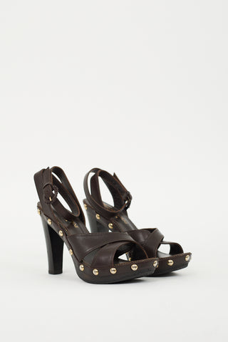 Saint Laurent Fall 2005 Brown Leather Platform Sandal