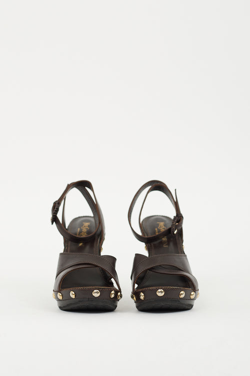 Saint Laurent Fall 2005 Brown Leather Platform Sandal