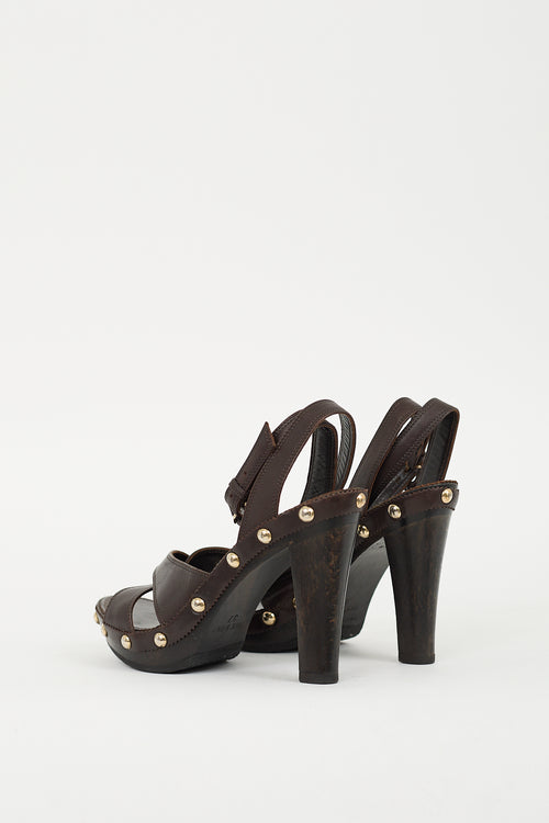 Saint Laurent Fall 2005 Brown Leather Platform Sandal