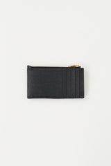 Saint Laurent Black Leather Cassandre Matelassé Fragments Card Holder