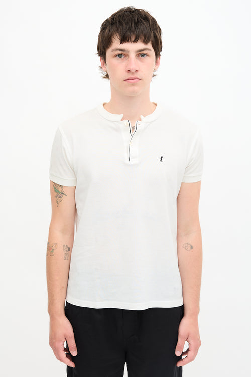 Saint Laurent Collarless Logo Polo