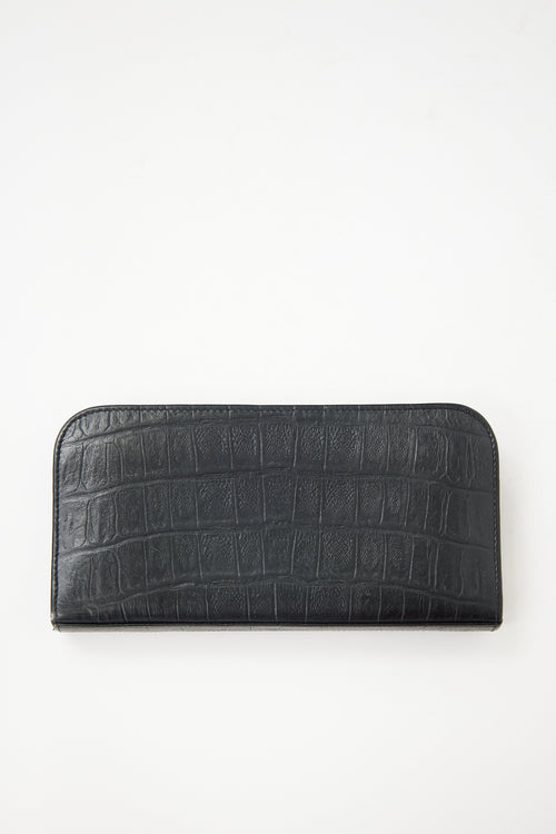 Saint Laurent Embossed Leather Zip Wallet