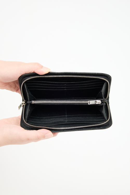 Saint Laurent Embossed Leather Zip Wallet