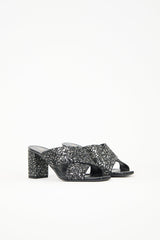 Saint Laurent Leather & Glitter Lou Lou Mule