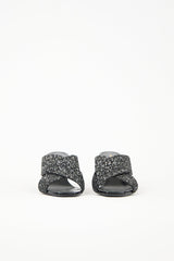 Saint Laurent Leather & Glitter Lou Lou Mule