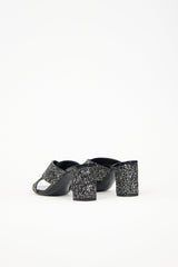 Saint Laurent Leather & Glitter Lou Lou Mule