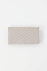 Saint Laurent Grey Matelassé Leather Cassandre Long Wallet