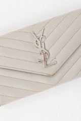 Saint Laurent Grey Matelassé Leather Cassandre Long Wallet