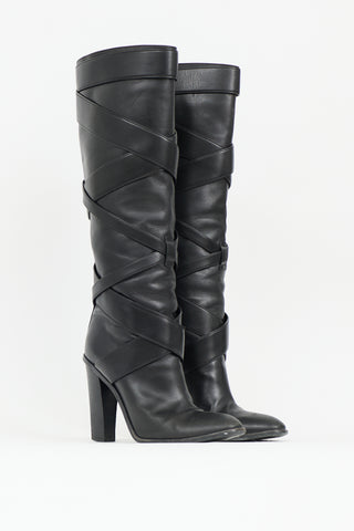 Saint Laurent Leather Strapped Boot