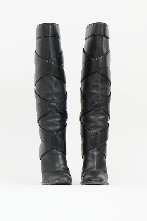 Saint Laurent Leather Strapped Boot