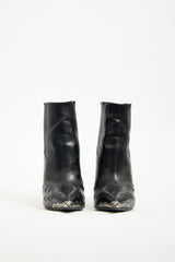 Saint Laurent Black Leather Western Heeled Boot