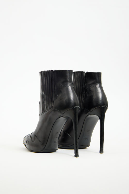 Saint Laurent Black Leather Western Heeled Boot