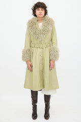 Saks Potts Green Leather Shearling Coat