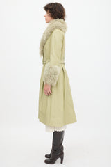 Saks Potts Green Leather Shearling Coat