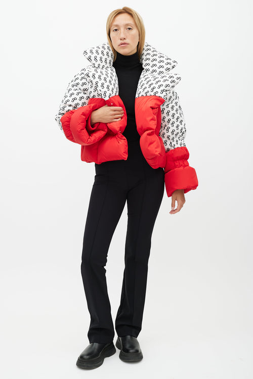 Saks Potts Red & White Mono Puffer Jacket