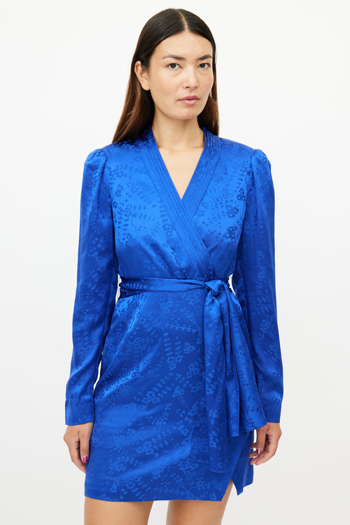 Saloni Blue Silk Belted Dress