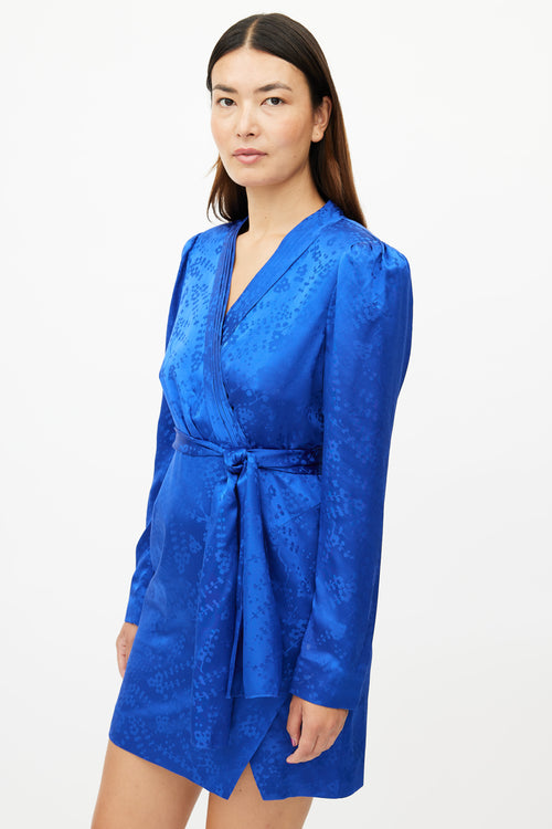 Saloni Blue Silk Belted Dress