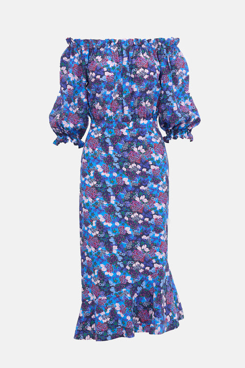 Saloni Floral Grace Off Shoulder Dress