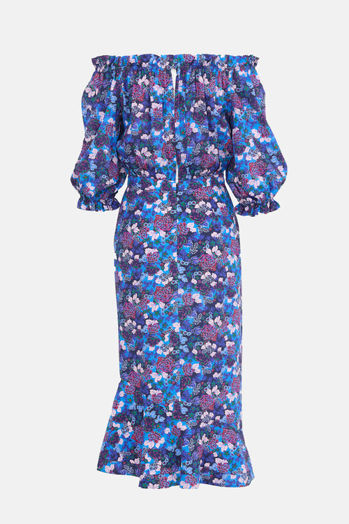 Saloni Floral Grace Off Shoulder Dress