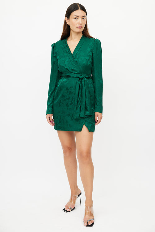 Saloni Green Silk Belted Dress