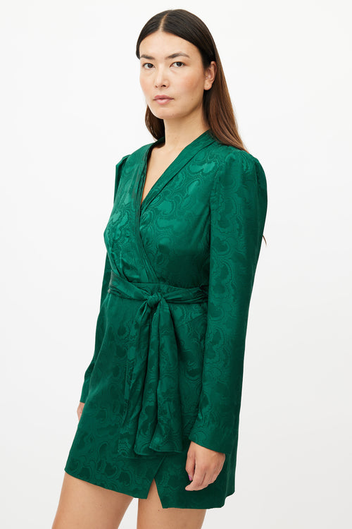 Saloni Green Silk Belted Dress
