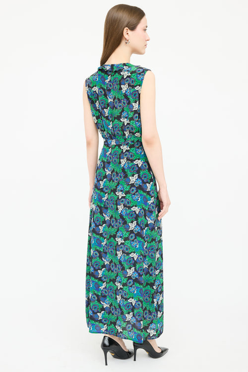 Saloni Silk Floral V-Neck Dress