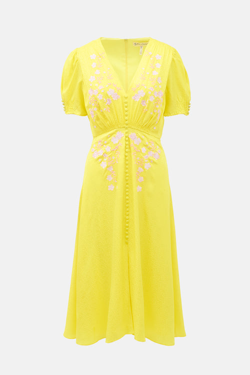 Saloni Silk Dotty Lea Dress