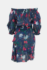 Saloni Silk Floral Off Shoulder Dress