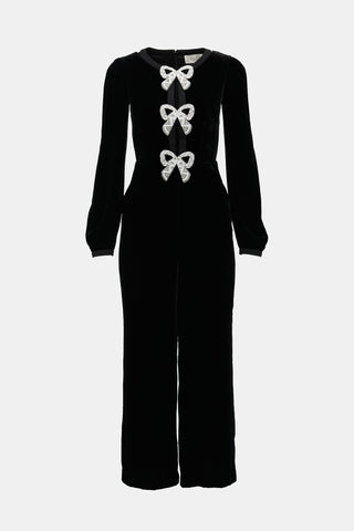 Saloni Velvet Camille Embellished Jumpsuit