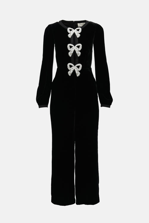 Saloni Velvet Camille Embellished Jumpsuit
