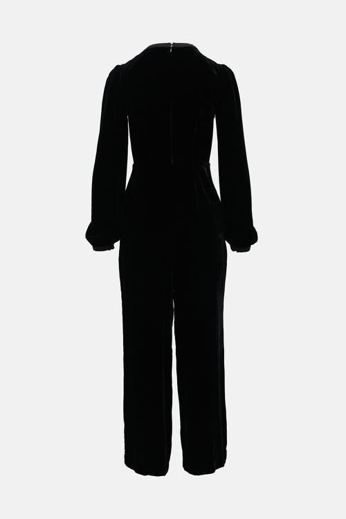 Saloni Velvet Camille Embellished Jumpsuit