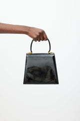 Ferragamo Black & Gold Iconic Patent Leather Bag