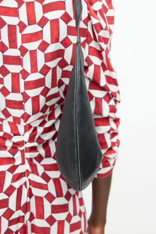 Salvatore Ferragamo Black & Red Circular Leather Bag